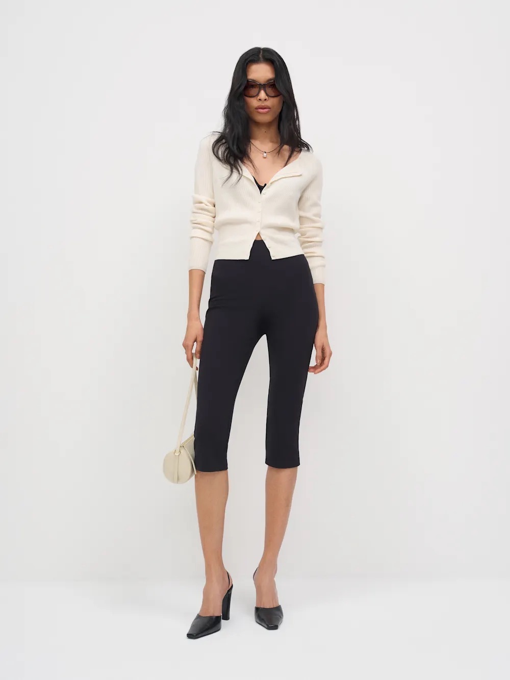 Reformation Black Cropped Capris